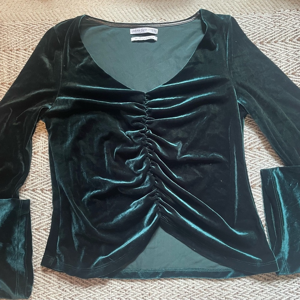 Urban Outfitters Dark Green Velvet Blouse